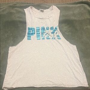 PINK Victoria's Secret White and Blue Muscle Tee